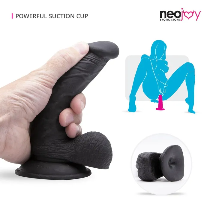 Neojoy Lifelike SuperReal Dildo Curved TPE With Suction Cup Black Neojoy Dildos