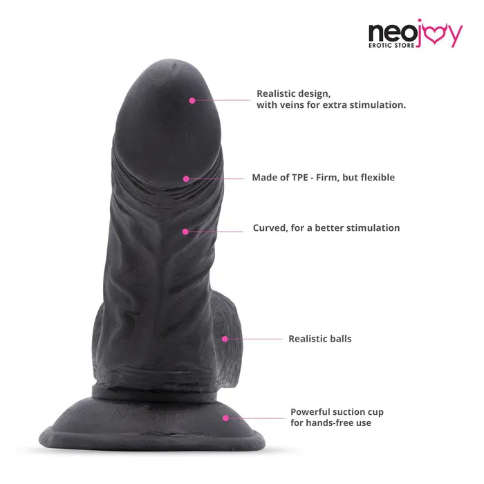 Neojoy Lifelike SuperReal Dildo Curved TPE With Suction Cup Black Neojoy Dildos