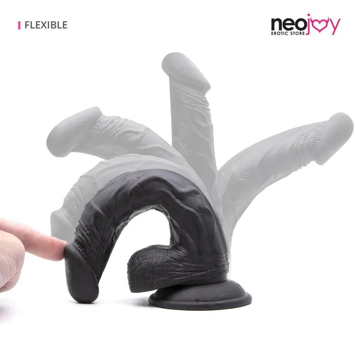 Neojoy Lifelike SuperReal Dildo Curved TPE With Suction Cup Black Neojoy Dildos