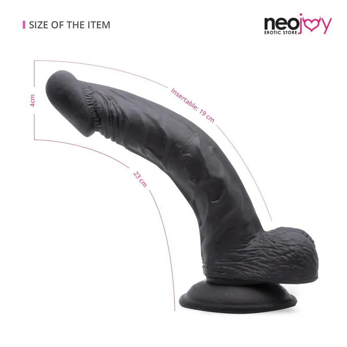 Neojoy Lifelike SuperReal Dildo Curved TPE With Suction Cup Black Neojoy Dildos