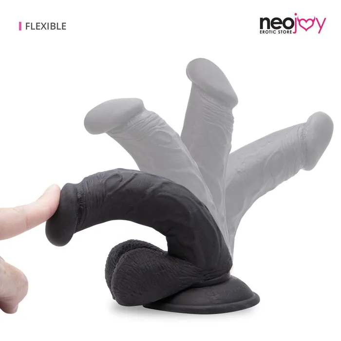 Neojoy Lifelike SuperReal Dildo Curved TPE With Suction Cup Black Neojoy Dildos