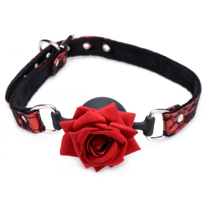 Master Series Male Sex Toys Silicone Ball Gag with Rose