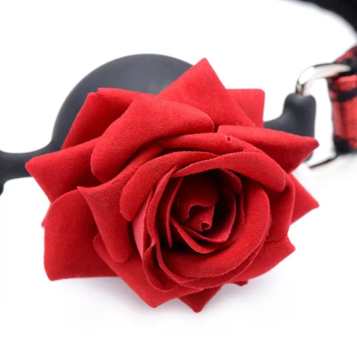 Master Series Male Sex Toys Silicone Ball Gag with Rose