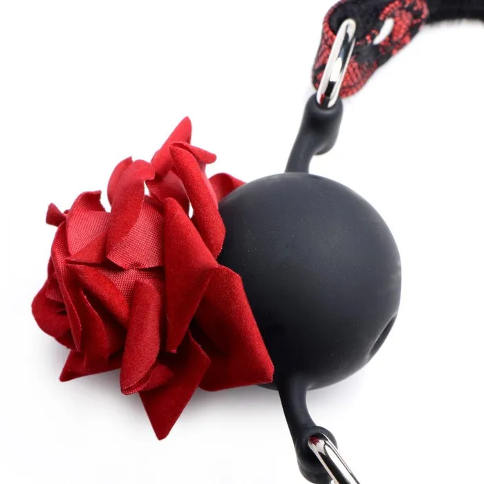 Master Series Male Sex Toys Silicone Ball Gag with Rose