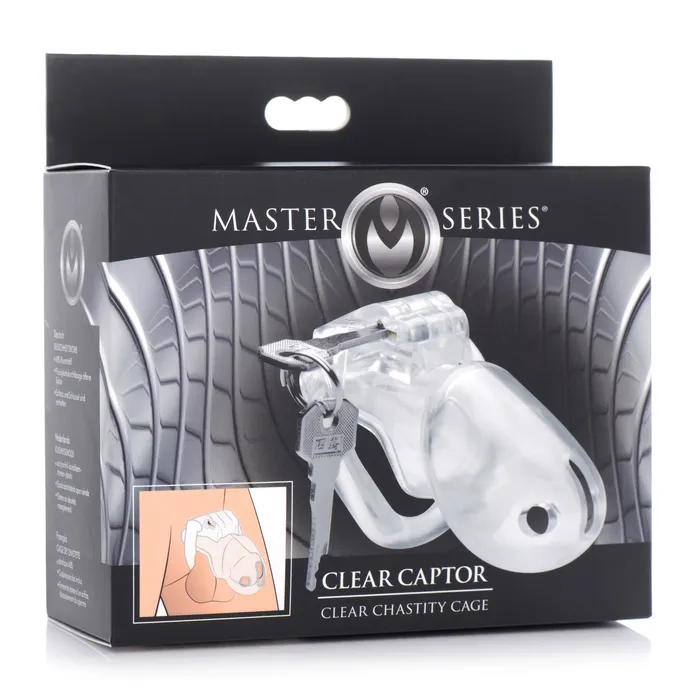 Male Sex Toys Master Series Clear Captor Chastity Cage Large