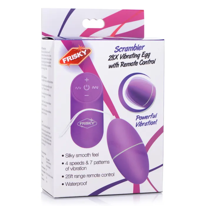 Vibrators Frisky 28X Scrambler Vibrating Egg w Remote Purple