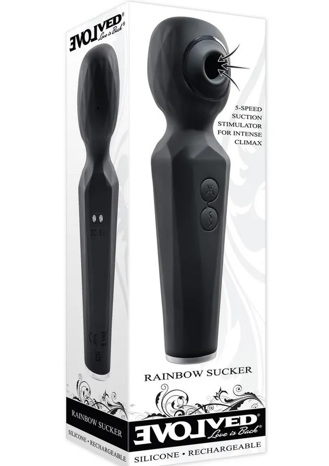 Female Sex Toys Evolved Rainbow Sucker Rechargeable Silicone Wand Vibrator