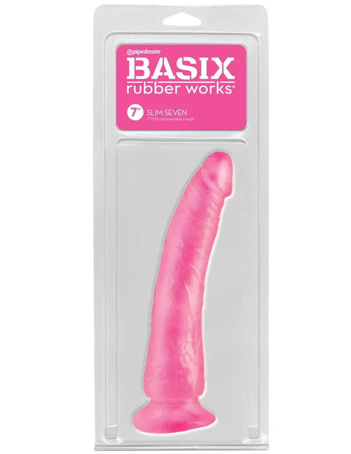 Basix Rubber Works Slim 7 Inch With Suction Cup Pink Pipedream Dildos Basix Rubber Works Slim 7 Inch With Suction Cup Pink Pipedream Dildos