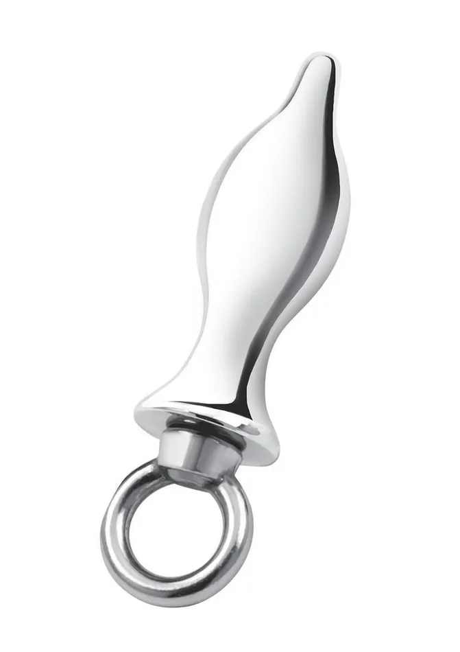 Blue Line CandB Gear Anal Blue Line Metal Tapered Butt Plug with Loop Hardware 25in Stainless