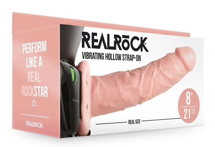 Dildos Vibrating Hollow Strapon No Balls 8 Inch Flesh Shots RealRock Dildos Vibrating Hollow Strapon No Balls 8 Inch Flesh Shots RealRock