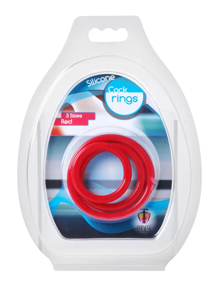 Dildos XR Brands Trinity Vibes Trinity Silicone Cock Rings Red Dildos XR Brands Trinity Vibes Trinity Silicone Cock Rings Red